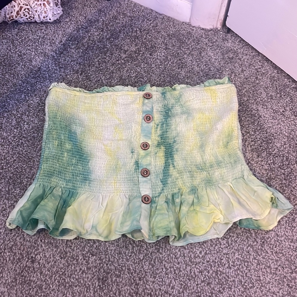 Green tie dye crop top